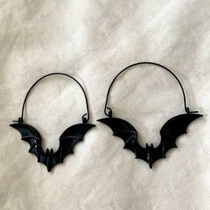 Medium Black Bat Earrings